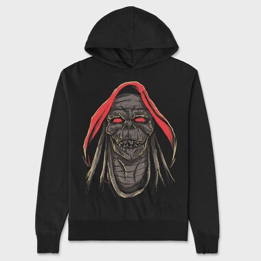 Skull Hood Red, Hanorac Oversize Barbati (Unisex)
