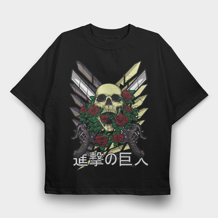 Skull Roses Guns, Tricou Oversize Barbati (Unisex)