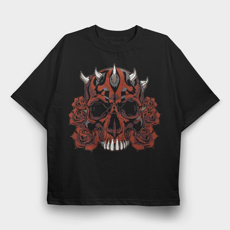Skull Roses, Tricou Oversize Barbati (Unisex)