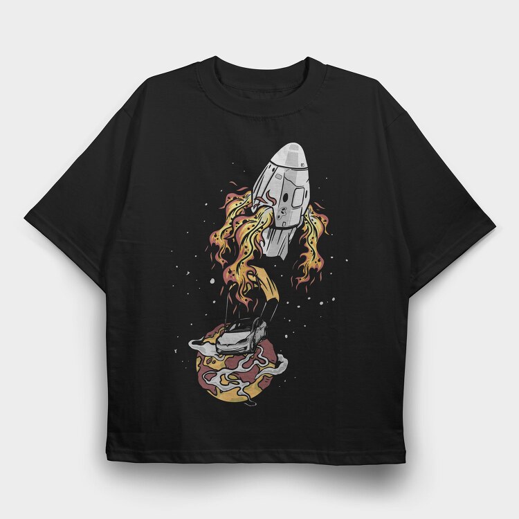 Space Rocket Car, Tricou Oversize Barbati (Unisex)