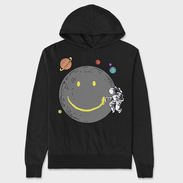 Space Smiley Astronaut, Hanorac Oversize Barbati (Unisex)