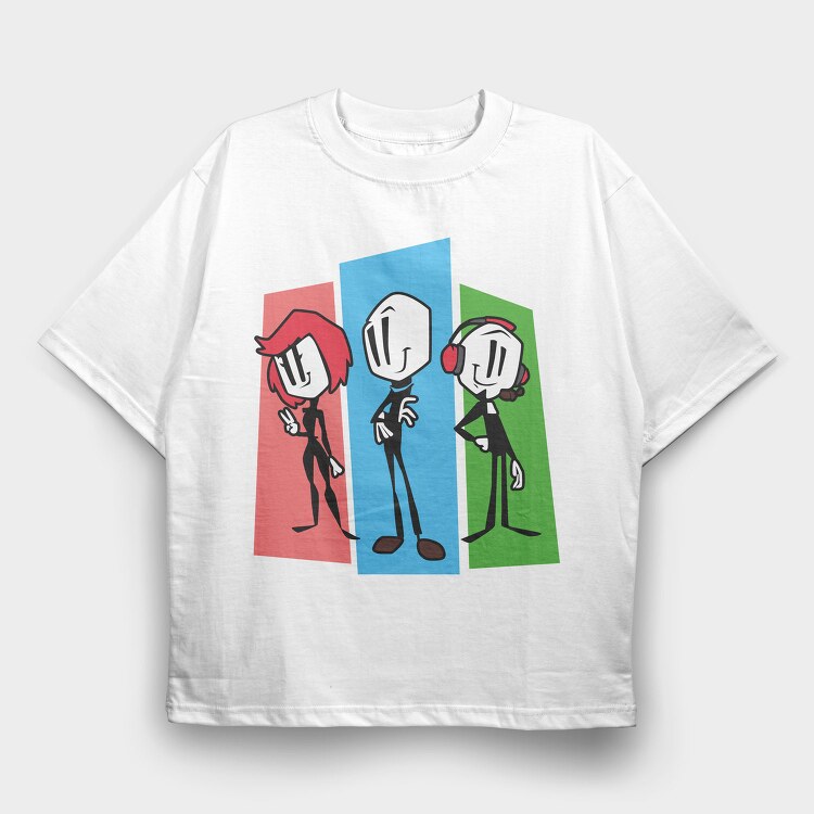 Stick Figure Trio, Tricou Oversize Barbati (Unisex)