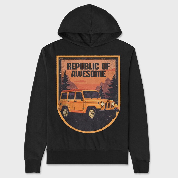 Retro Sunset Outroad Badge, Hanorac Oversize Barbati (Unisex)