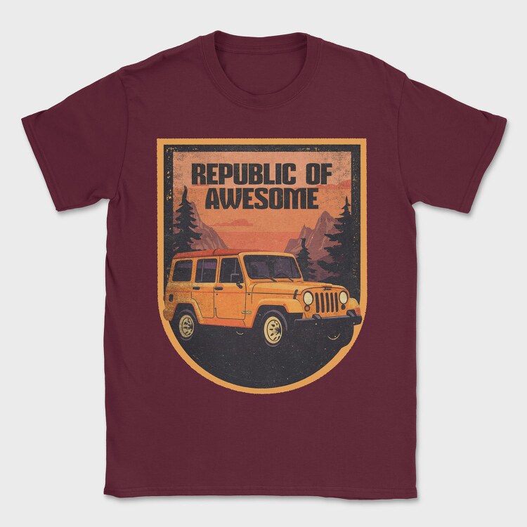 Retro Sunset Outroad Badge, Tricou Barbati (Unisex)