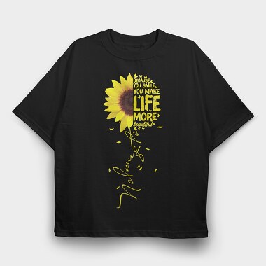 Sunflower Smile Life, Tricou Oversize Barbati (Unisex)