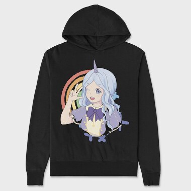 Unicorn Rainbow Girl, Hanorac Oversize Barbati (Unisex)