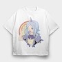 Unicorn Rainbow Girl, Tricou Oversize Barbati (Unisex)