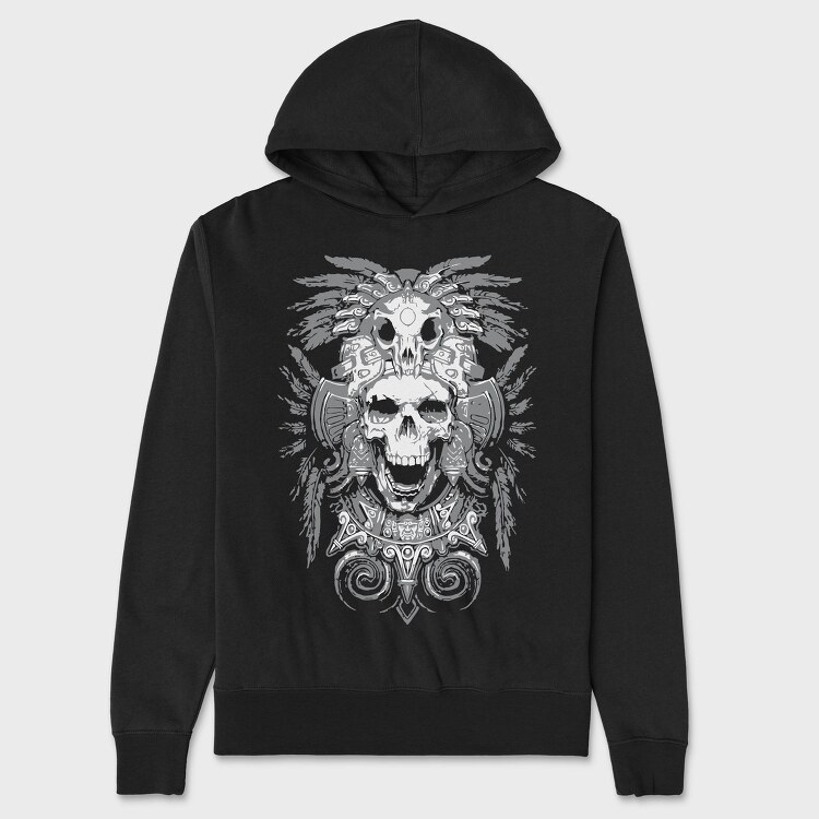 Warrior Skull Feathers, Hanorac Oversize Barbati (Unisex)
