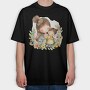Mother And Flowers, Tricou Oversize Barbati (Unisex)