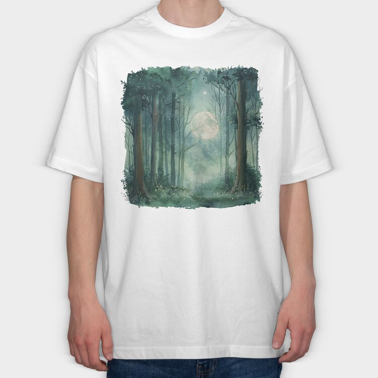 Moonlit Forest Path, Tricou Oversize Barbati (Unisex)