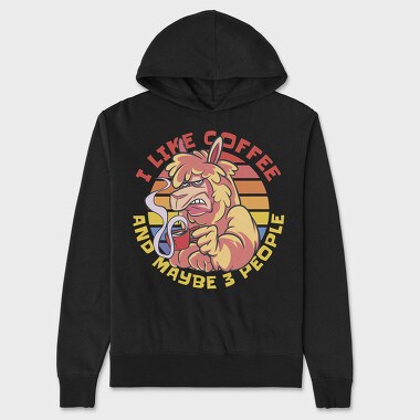 Angry Alpaca Drink Coffee Grumpy, Hanorac Oversize Barbati (Unisex)