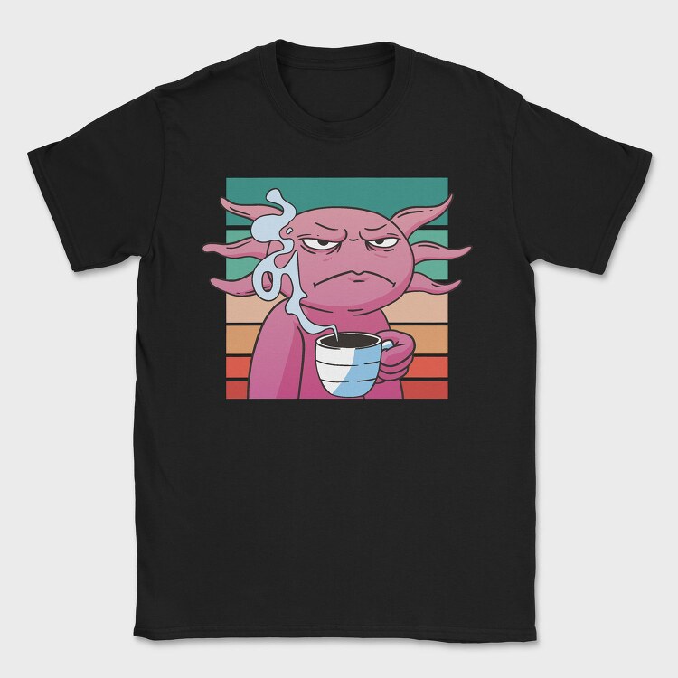 Angry Axolotl With Coffee, Tricou Barbati (Unisex)