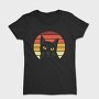 Retro Sunset Cat, Tricou Femei