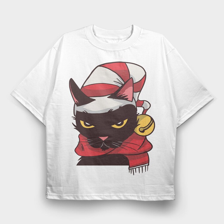Angry Cat Christmas, Tricou Oversize Barbati (Unisex)