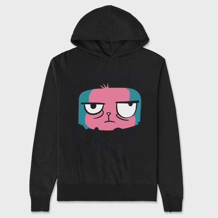 Angry Cat Face My Happy Face, Hanorac Oversize Barbati (Unisex)