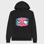 Angry Cat Face My Happy Face, Hanorac Oversize Barbati (Unisex)