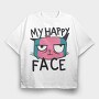Angry Cat Face My Happy Face, Tricou Oversize Barbati (Unisex)