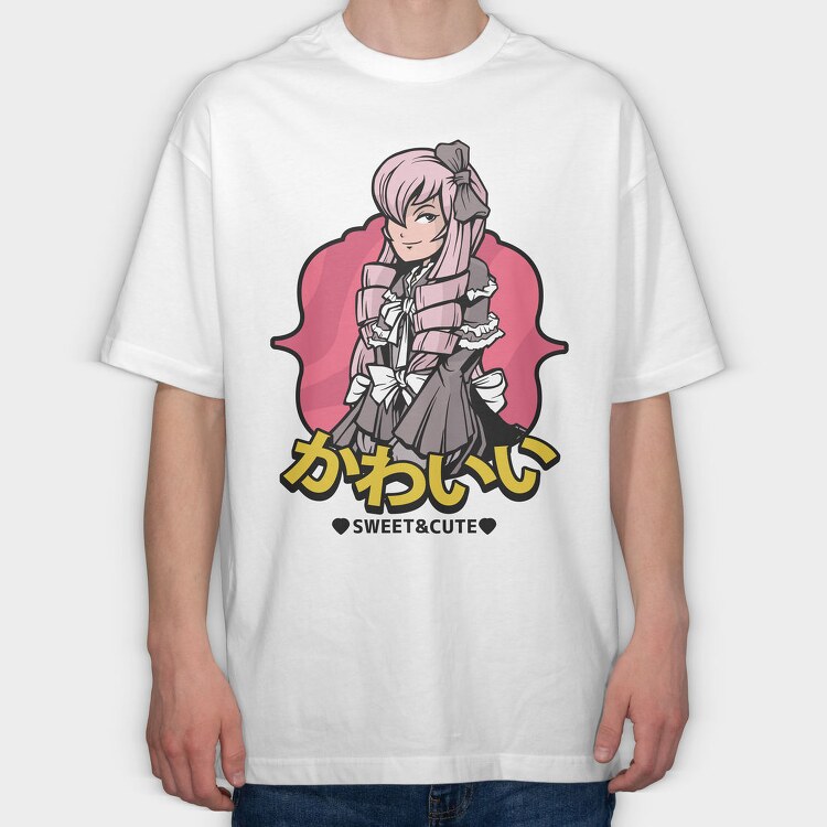 Cute Maid Love, Tricou Oversize Barbati (Unisex)