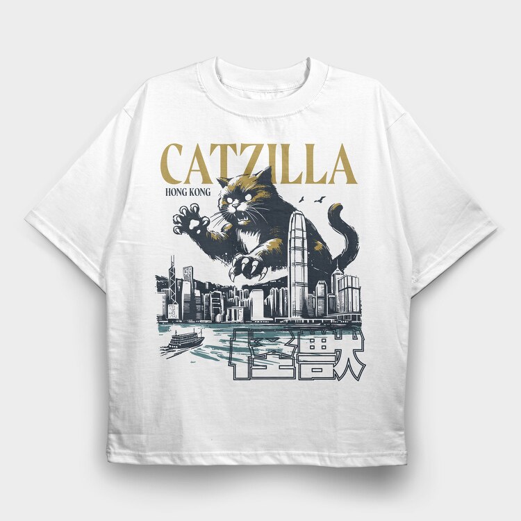 Catzilla Monster, Tricou Oversize Barbati (Unisex)