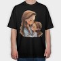 Mother Baby Hug, Tricou Oversize Barbati (Unisex)