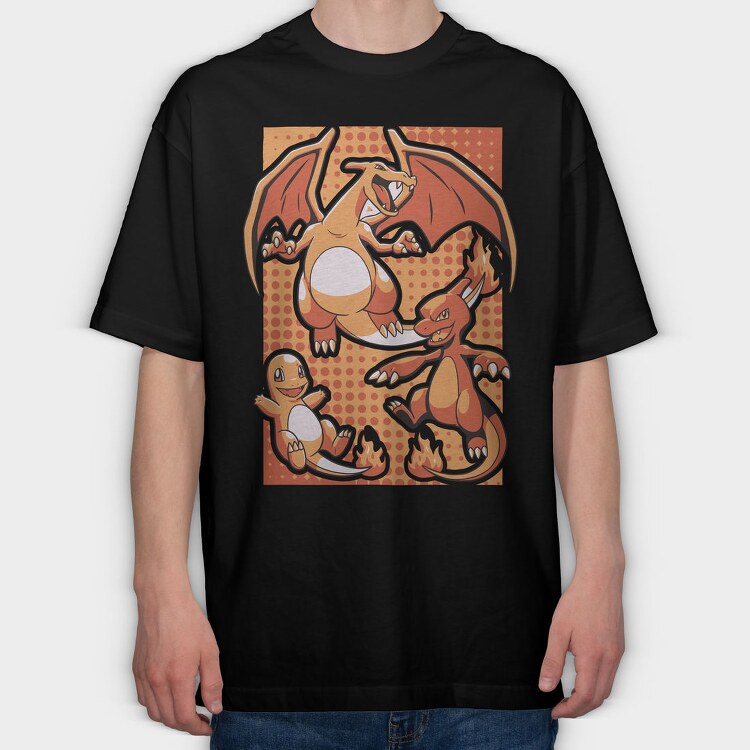Charizard Fire Trio, Tricou Oversize Barbati (Unisex)