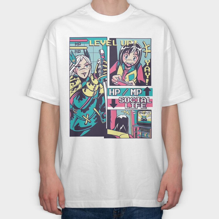 Level Up Life, Tricou Oversize Barbati (Unisex)