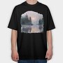 Morning Mist Forest, Tricou Oversize Barbati (Unisex)