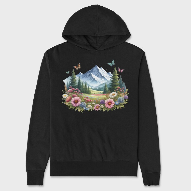 Mountain Flower Butterfly, Hanorac Oversize Barbati (Unisex)