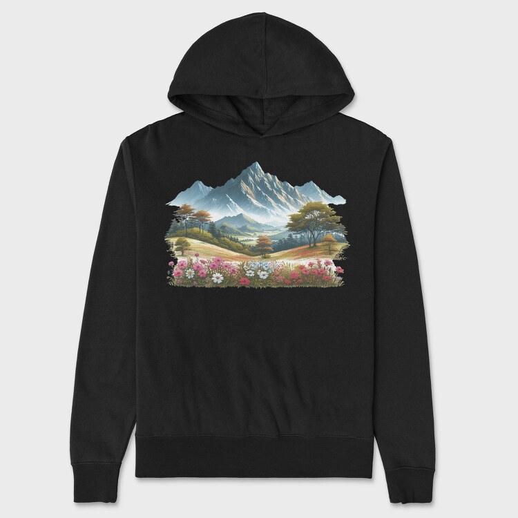 Mountain Flower Field, Hanorac Oversize Barbati (Unisex)