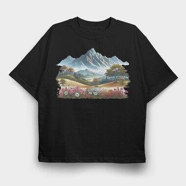 Mountain Flower Field, Tricou Oversize Barbati (Unisex)