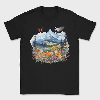 Mountain Flowers Butterflies, Tricou Barbati (Unisex)