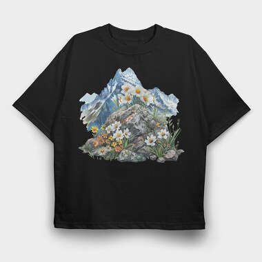 Mountain Flowers Snowy, Tricou Oversize Barbati (Unisex)
