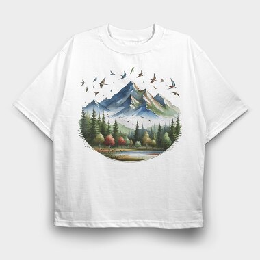 Mountain Forest Birds, Tricou Oversize Barbati (Unisex)