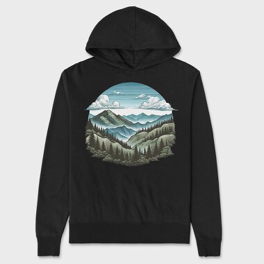 Mountain Forest Clipart, Hanorac Oversize Barbati (Unisex)