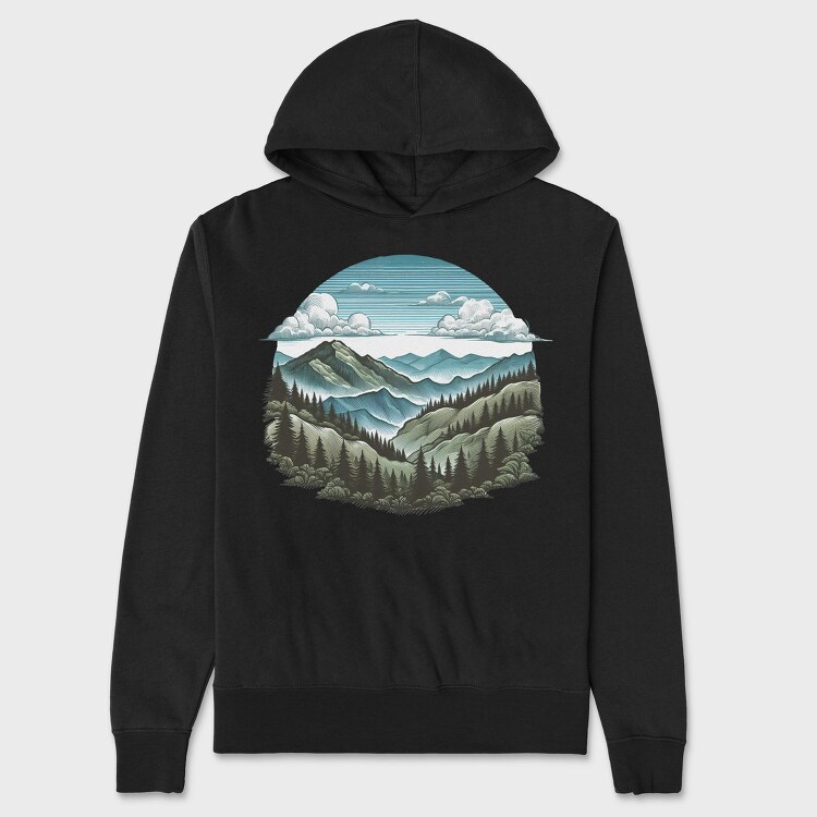 Mountain Forest Clipart, Hanorac Oversize Barbati (Unisex)
