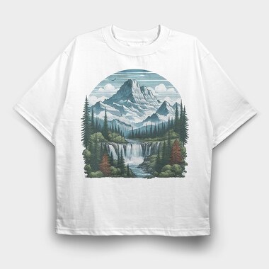 Mountain Forest Falls, Tricou Oversize Barbati (Unisex)