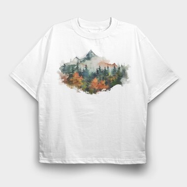 Mountain Forest Fog, Tricou Oversize Barbati (Unisex)