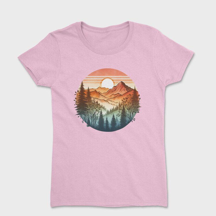 Mountain Forest Sunset, Tricou Femei