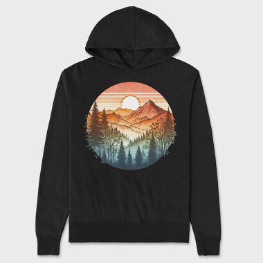 Mountain Forest Sunset, Hanorac Oversize Barbati (Unisex)