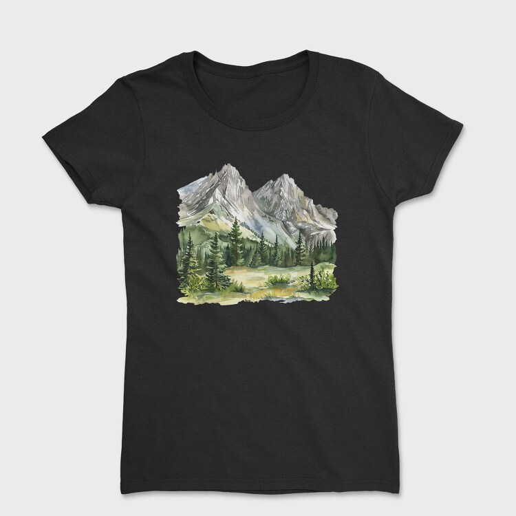 Mountain Landscape Clipart, Tricou Femei