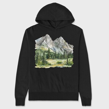 Mountain Landscape Clipart, Hanorac Oversize Barbati (Unisex)