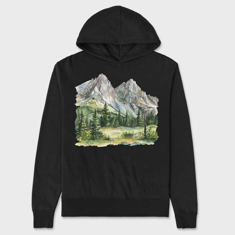 Mountain Landscape Clipart, Hanorac Oversize Barbati (Unisex)