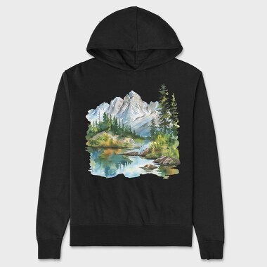 Mountain Landscape Clipping, Hanorac Oversize Barbati (Unisex)