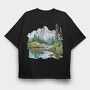 Mountain Landscape Clipping, Tricou Oversize Barbati (Unisex)