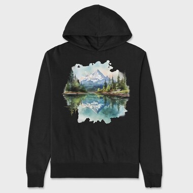 Mountain Peace Reflection, Hanorac Oversize Barbati (Unisex)