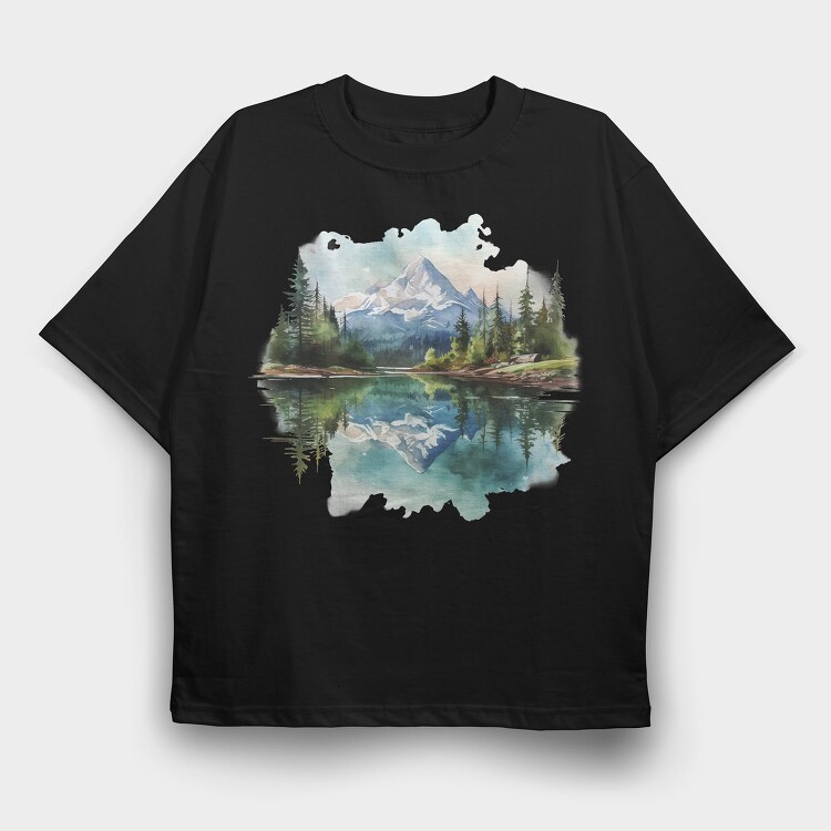 Mountain Peace Reflection, Tricou Oversize Barbati (Unisex)