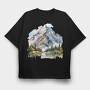 Mountain Peak Cliff, Tricou Oversize Barbati (Unisex)