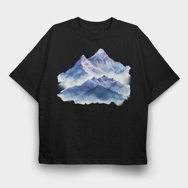 Mountain Peak Silhouette, Tricou Oversize Barbati (Unisex)