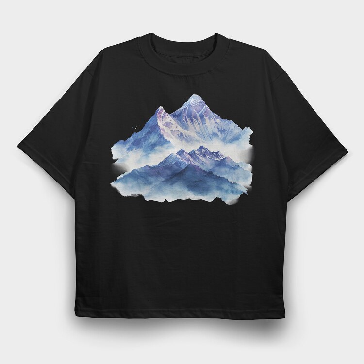 Mountain Peak Silhouette, Tricou Oversize Barbati (Unisex)