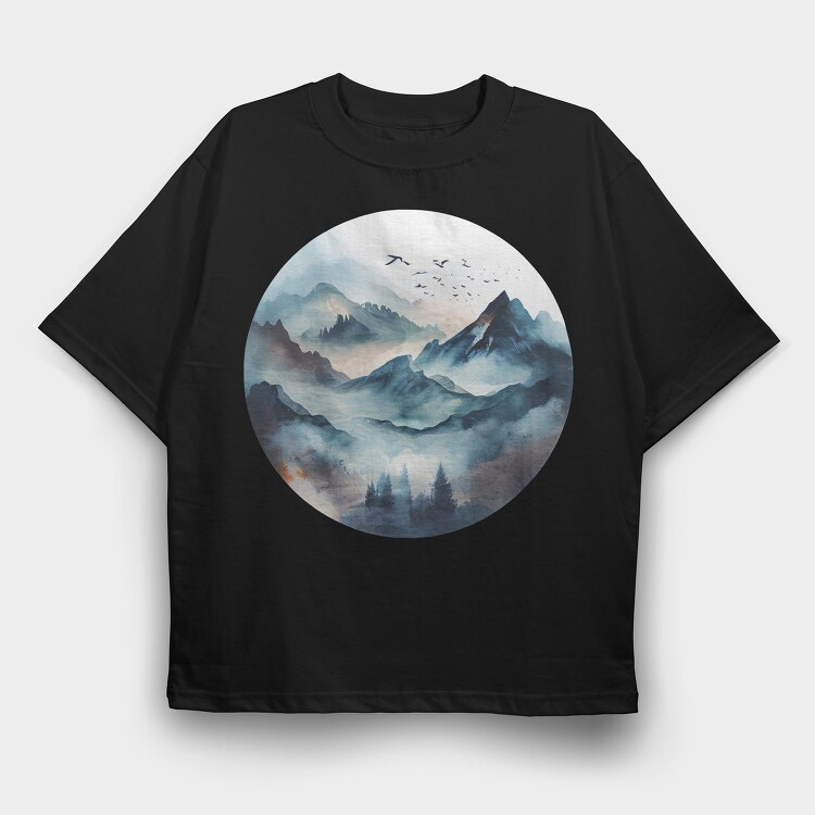 Mountain Peaks Club, Tricou Oversize Barbati (Unisex)